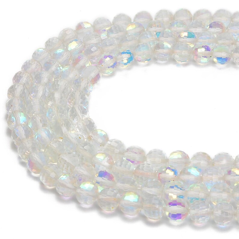 Rainbow Clear AB K9 Crystal Glass Faceted Round Beads 6mm 8mm 10mm 15.5" Strand image 2