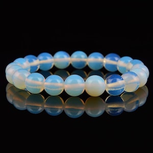 Opalite Smooth Round Elastic Bracelet Size 6mm 8mm 10mm 12mm 7.5'' Length