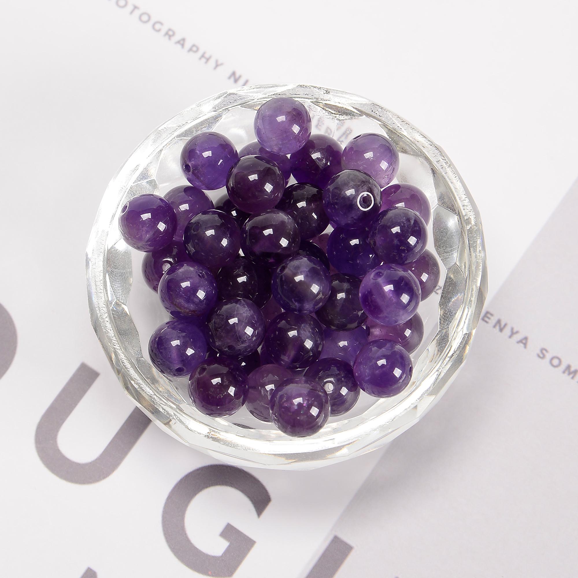 Natural Amethyst Round Beads Strand - 6mm, 7mm, Or 8mm, 15.5 Inch, Glossy Finish
