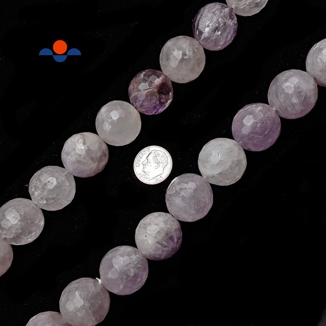 Translucent Amythyst Natural Light Translucent Color Amethyst Faceted Round Beads 20mm 15.5 ...