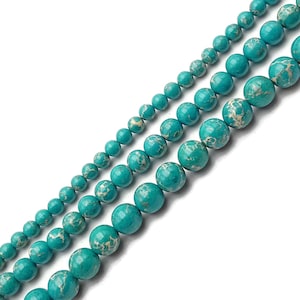 Blue Sea Sediment Jasper Smooth Round Beads 4mm 6mm 8mm 10mm 12mm 15.5&quot; Strand
