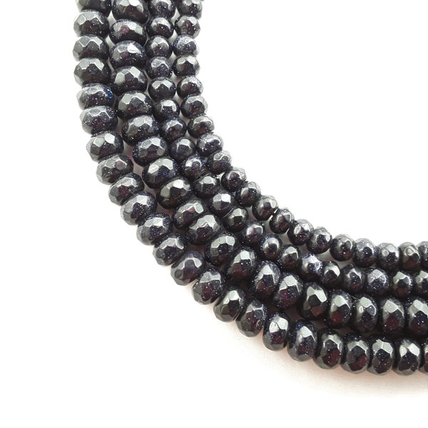 Blue Sandstone Faceted Rondelle Beads Size 4x6mm 5x8mm 6x10mm 15.5" Strand