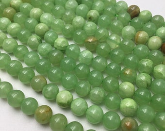 Green Flower Jade Smooth Round Beads 4mm 6mm 8mm 10mm 12mm 15.5" Strand