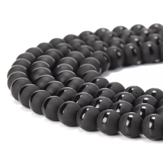 Black Agate Stripe Shiny Design Matte Round Beads 6mm 8mm 10mm
