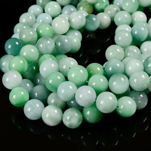 Natural Green Jadeite Jade Smooth Round Beads Size 14mm 16mm 15.5&#39;&#39; Strand
