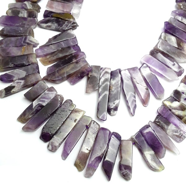 Teeth Amethyst Graduated Slice Stick Points Beads Approx 25-50mm 15.5" Strand