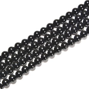 Black Tourmaline Smooth Round Beads Size 5mm 15.5&#39;&#39; Strand