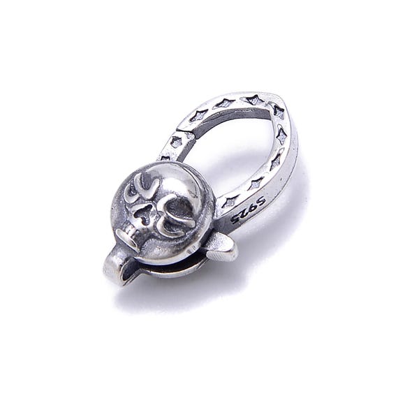 925 Sterling Silver Anti-silver Color Skull Clasp Size 8x16mm 2