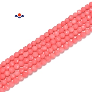 Pink Bamboo Coral Faceted Round Beads Size 2mm 3mm 4mm 15.5&#39;&#39; Strand