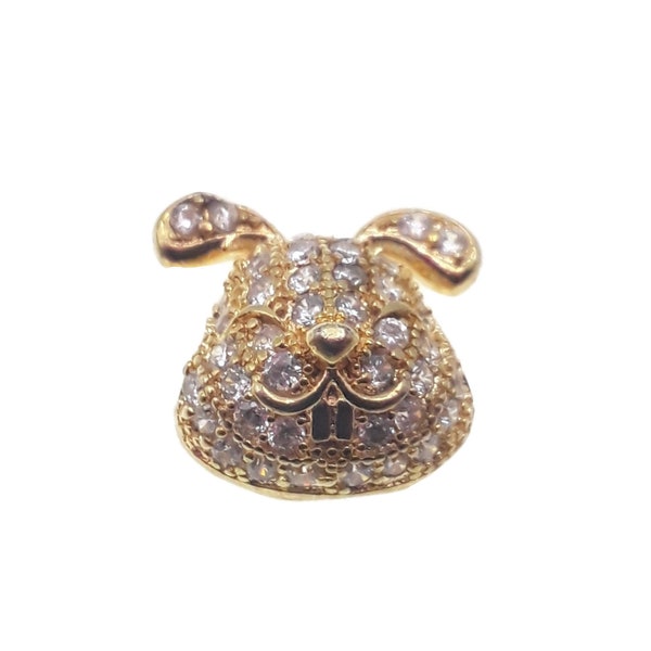 Bunny Charm Gold Plated Copper with Micro Pave Clear Zircon Size 14x14mm