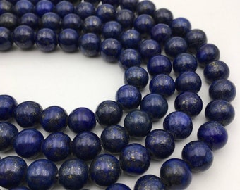 2.0mm Hole Lapis Lazuli Smooth Round Beads 8mm 10mm 15.5" Strand