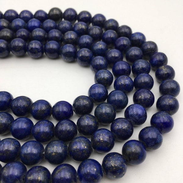 2.0mm Hole Lapis Lazuli Smooth Round Beads 8mm 10mm 15.5" Strand