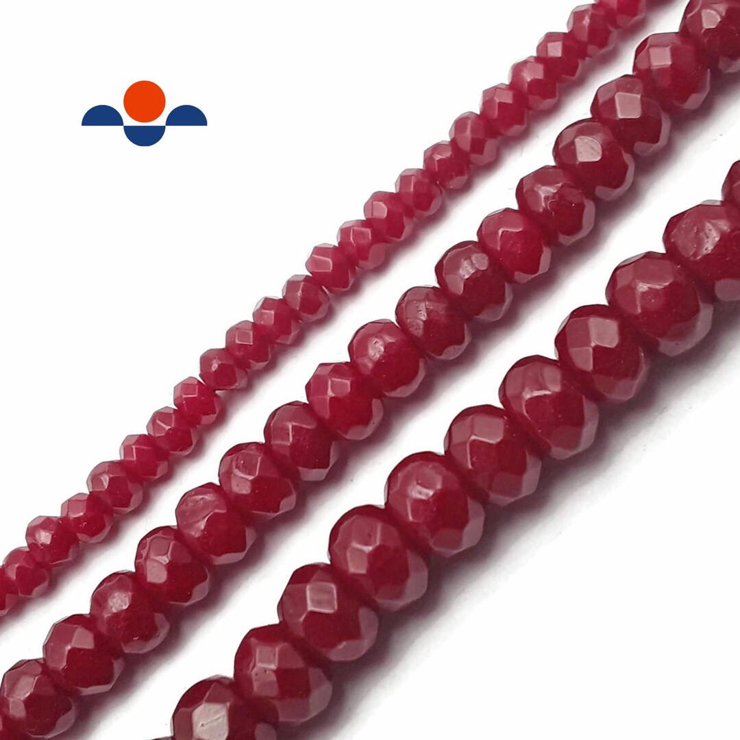 Natural Faceted Brazil Red Jade Gemstone Beads - 4/6/8/10mm Round Loose Beads, 15-inch Strand, Nickel-Free 11 thumbnail image