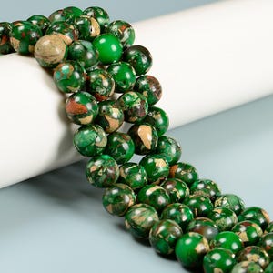Dark Green Aqua Terra Jasper Smooth Round Beads 6mm 8mm 10mm 15.5&quot; Strand