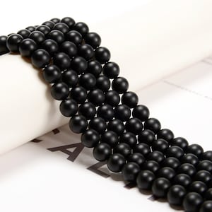 Black Onyx Matte Round Beads 4mm 6mm 8mm 10mm 12mm Approx 15.5 Strand image 1