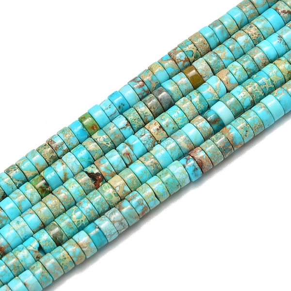 Light Blue Sea Sediment Jasper Heishi Discs Beads 2x4mm 3x6mm 15.5" Strand