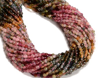 Natural Gradient Multi-color Tourmaline Faceted Coin Beads Size 4mm 15.5''Strand