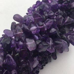 Amethyst Irregular Pebble Nugget Chips Beads Size 7-8mm 34 Strand image 5