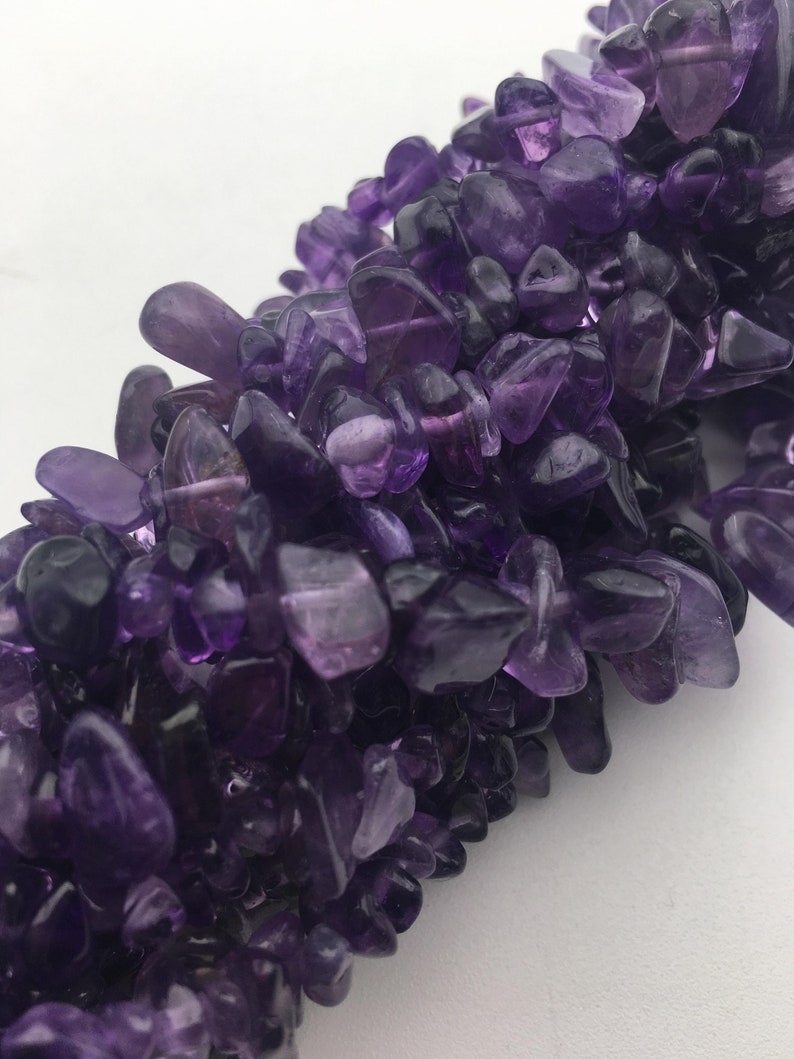 Amethyst Irregular Pebble Nugget Chips Beads Size 7-8mm 34 Strand image 5