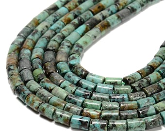 Natural African Turquoise Cylinder Tube Beads Size 6x8mm 15.5'' Strand