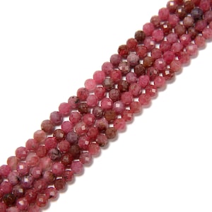 Natural Thulite Faceted Round Beads Size 2mm 3mm 4mm 6mm 15.5&#39;&#39; Strand
