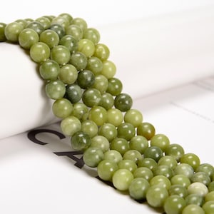 Natural Chinese Green Jade Smooth Round Beads 4mm 6mm 8mm 10mm 15.5&#39;&#39; Strand