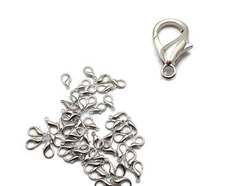 50pcs Silver Plated Lobster Claw Clasp Size 8x14mm Sold per Bag