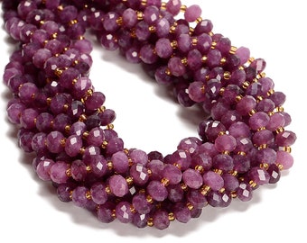 Purple Tourmaline Color Dyed Jade Faceted Rondelle Beads Size 6x8mm 15.5''Strand