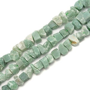 Green Aventurine Rough Nugget Chunks Center Drill Beads 8x18mm 15.5&quot; Strand