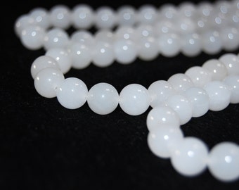 2PCS 10MM 100% Natural WHITE Jade Beads Necklace 18" 