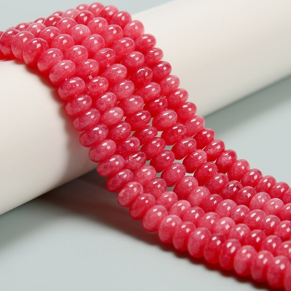 5x8mm Pink Rhodochrosite Gemstone Rondelle Beads – 15 Inch Strand Faceted Spacers
