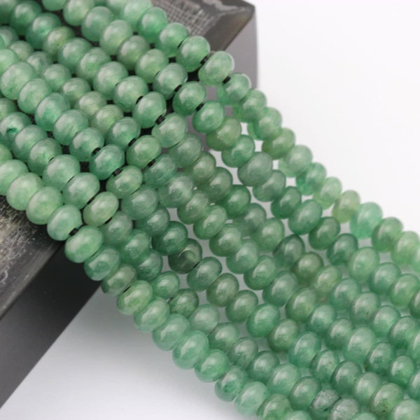 2.0mm Hole Green Aventurine Smooth Rondelle Beads 5x8mm 6x10mm 8" Strand