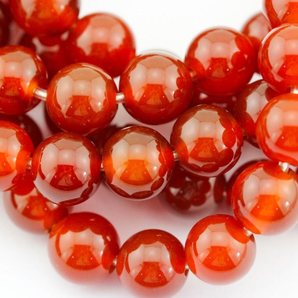 2.0mm Hole Red Agate Carnelian Smooth Round Beads 6mm 8mm 10mm 15.5" Strand