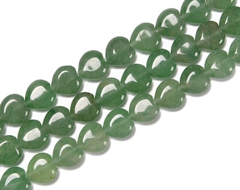 Green Aventurine Heart Shape Beads Size 8mm 10mm 12mm 15.5'' Strand