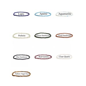Natural Gemstone Faceted Round Beaded Elastic Bracelet 2mm 3mm 4mm 7.5'' Length image 4