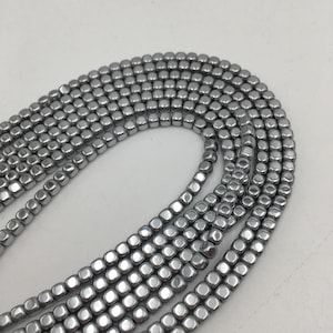 15.5 Strands Hematite Smooth Square Disc Beads – 2mm 3mm 4mm – Gray/Gold/Silver/Blue