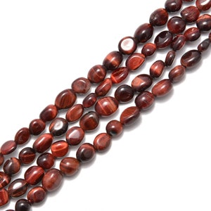 Natural Red Tiger Eye Pebble Nugget Beads Approx 5-8mm 15.5" Strand