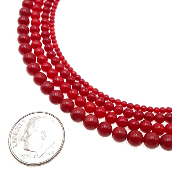 Red Bamboo Coral Smooth Round Beads 2mm 3mm 4mm 5mm 15.5" Strand