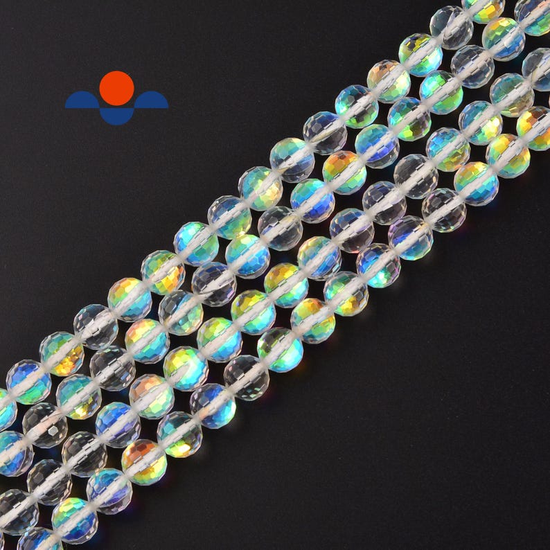 Rainbow Clear AB K9 Crystal Glass Faceted Round Beads 6mm 8mm 10mm 15.5" Strand image 3