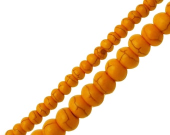 Orange Howlite Turquoise Smooth Rondelle Beads Size 2x4mm 4x6mm 15.5" Strand
