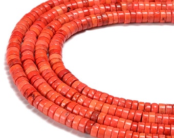 Orange Color Howlite Turquoise Heishi Disc Beads Size 2x4mm 3x6mm 15.5'' Strand