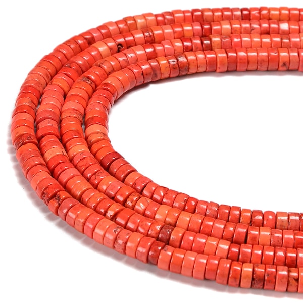 Orange Color Howlite Turquoise Heishi Disc Beads Size 2x4mm 3x6mm 15.5'' Strand