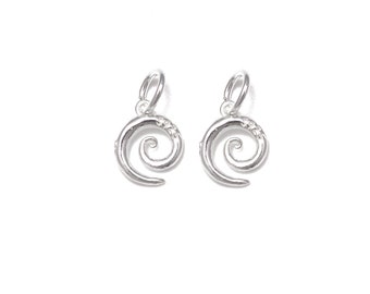 925 Sterling Silver Round Spiral Charm Pendant Size 8.5x11mm 6pcs per Bag