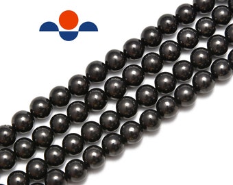 Natural Shungite Smooth Round Beads 4mm 6mm 8mm 10mm 12mm 15.5" Strand
