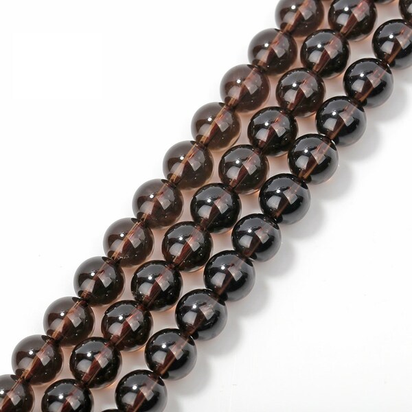 Brown Smoky Quartz Smooth Round Beads 4mm 6mm 8mm 10mm 12mm 15.5" Strand