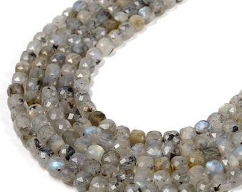 Natural Labradorite Faceted Cube Beads Size 4-5mm 15.5'' Strand