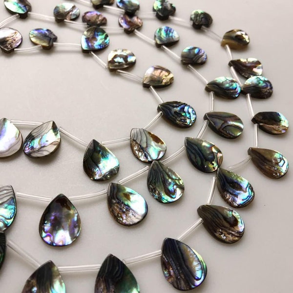 Natural Abalone Teardrop Shape Beads 15x20mm 15.5" Strand