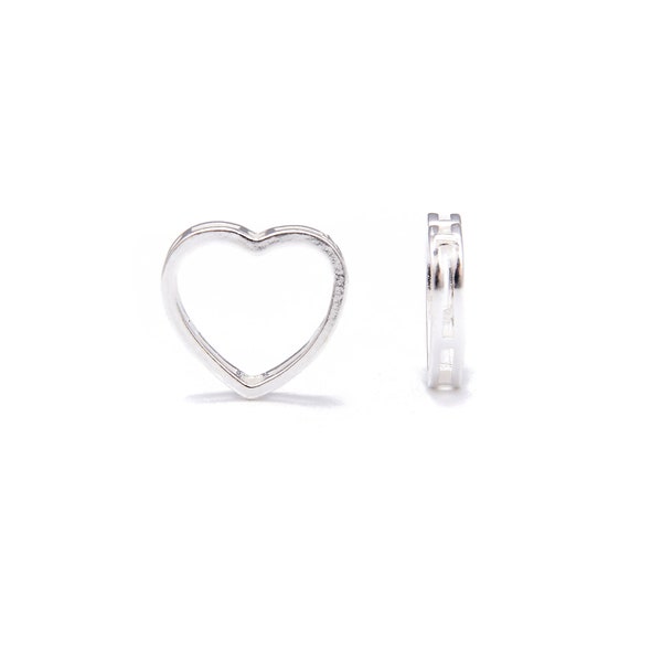 925 Sterling Silver Hollow Heart Beads Size 12mm 6pcs per Bag