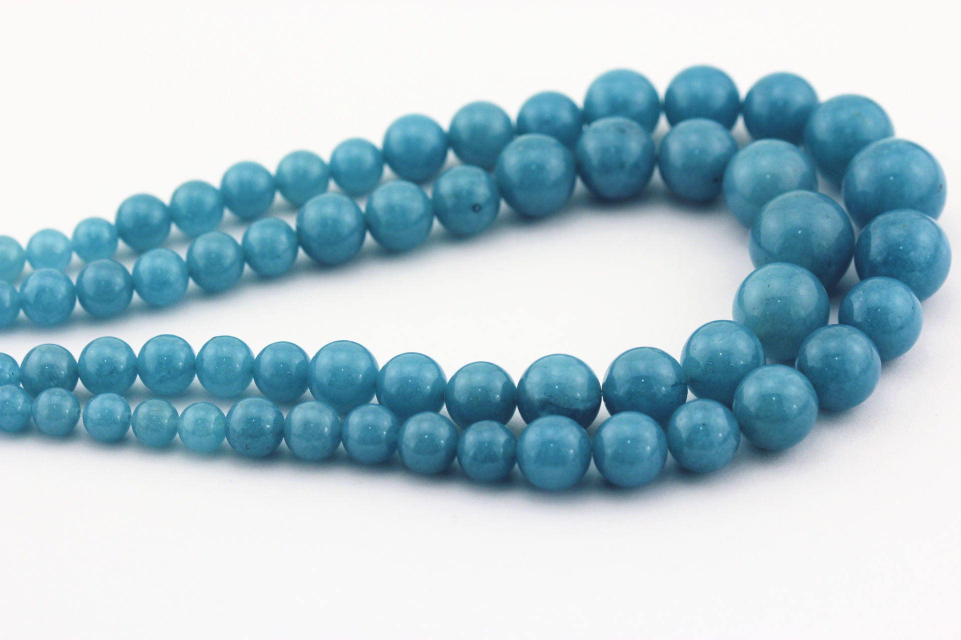 Blue Sponge Quartz Graduated Smooth Round Beads 818mm Etsy