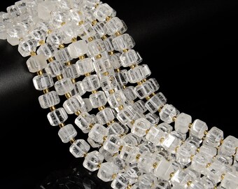 Natural Clear Quartz Faceted Rubik's Cube Beads Size 8mm 15.5'' Strand